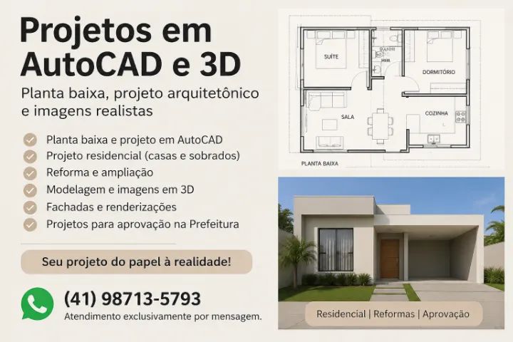 Projeto AutoCAD + 3D | Planta Baixa e Projeto Residencial
