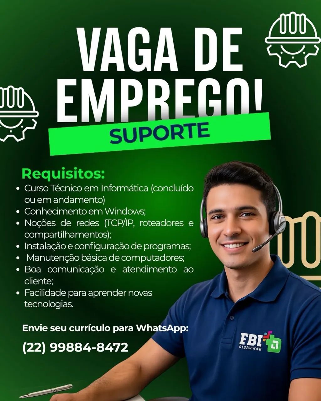Vaga para Técnico em Informática