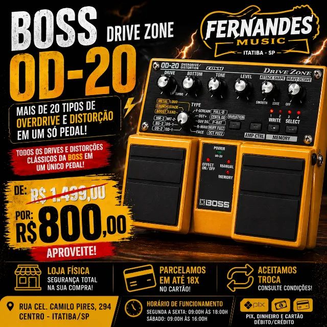 Boss OD-20 Drive Zone - Mais de 20 Drives em um Só Pedal | A