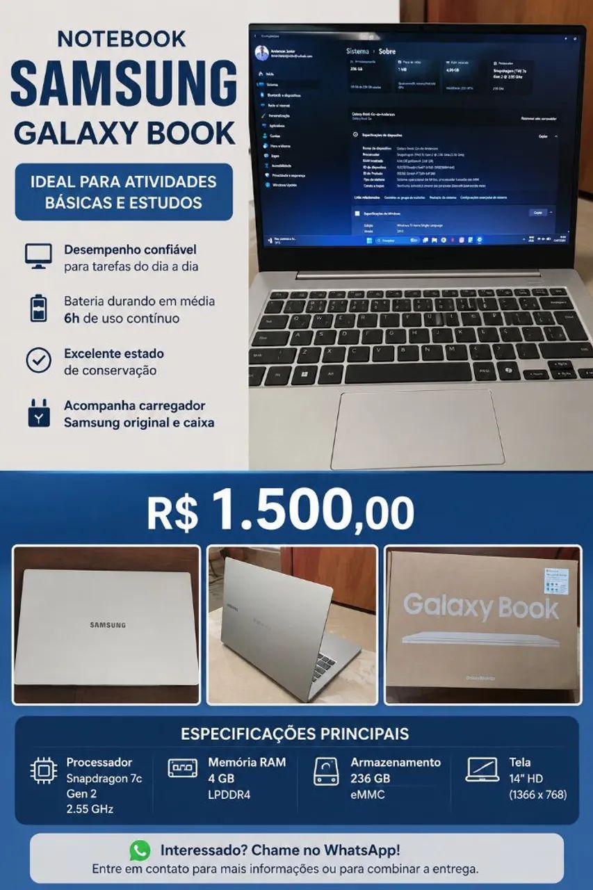 Notebook Samsung Galaxy Book Go
