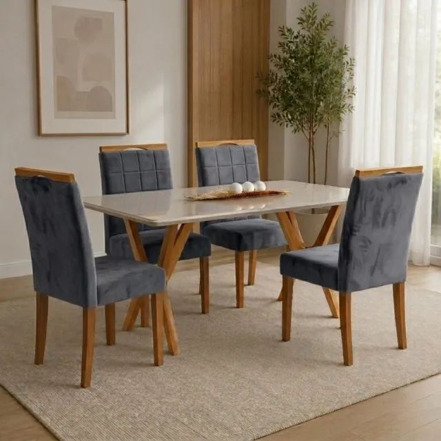 MESA ESSÊNCIA 1,20M COM  4 CADEIRAS  100% MDF. PRONTA ENTREGA. 