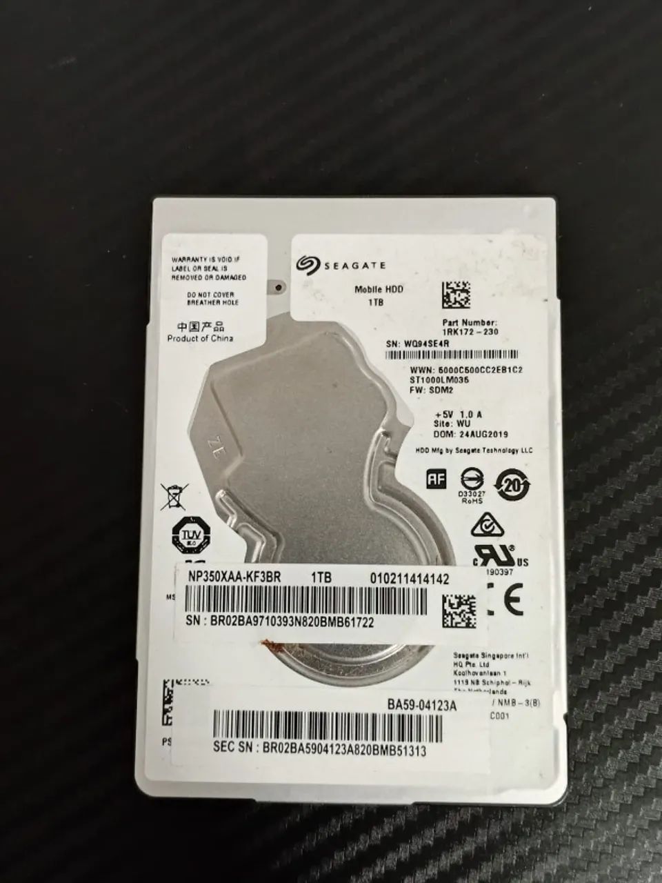 HD 1TB Seagate ST1000LM035 Sata Cor Prata