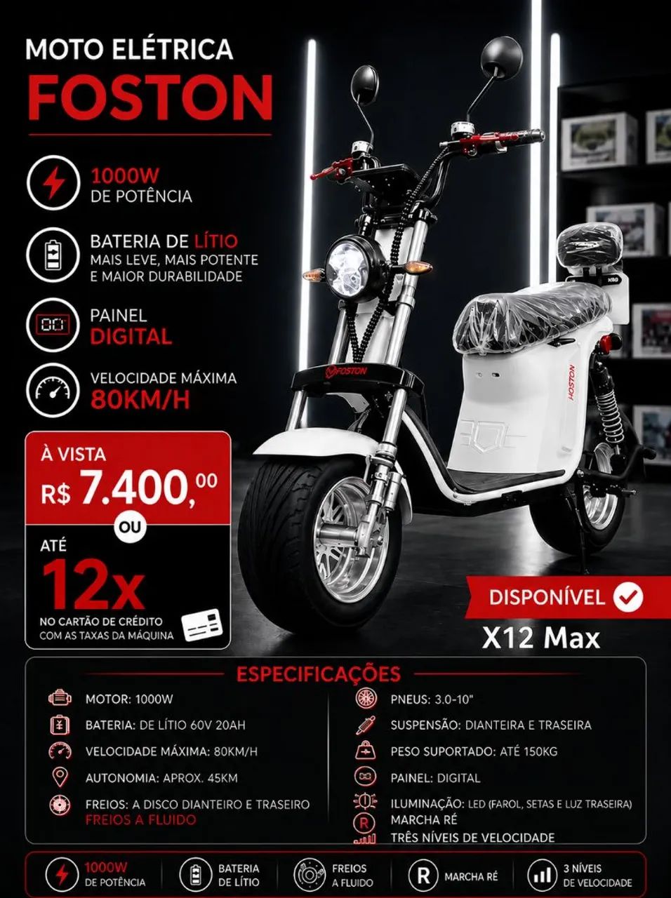 FOSTON X12MAX COM MARCHA RÉ 