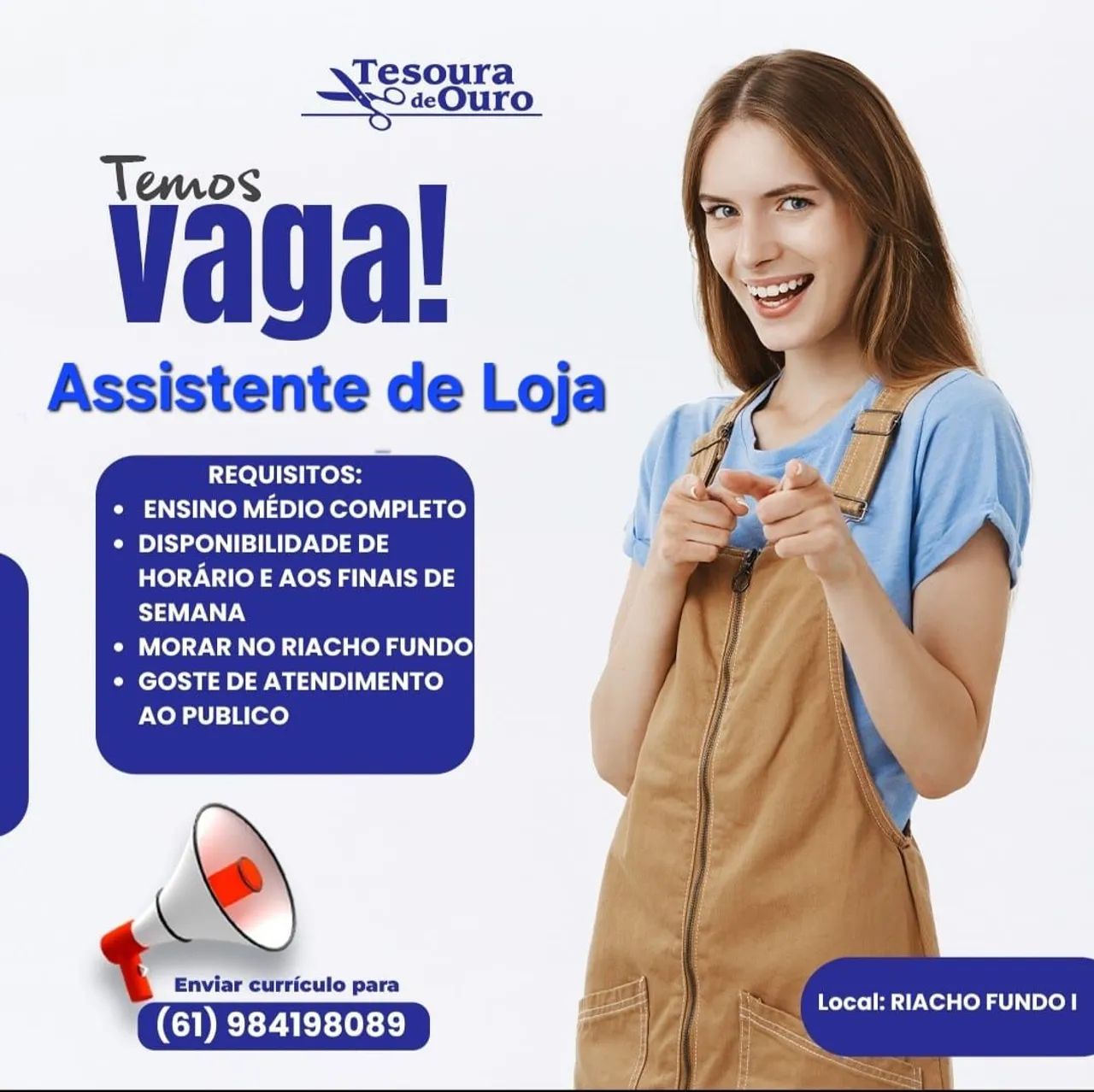 Venha trabalhar na tesoura de ouro 