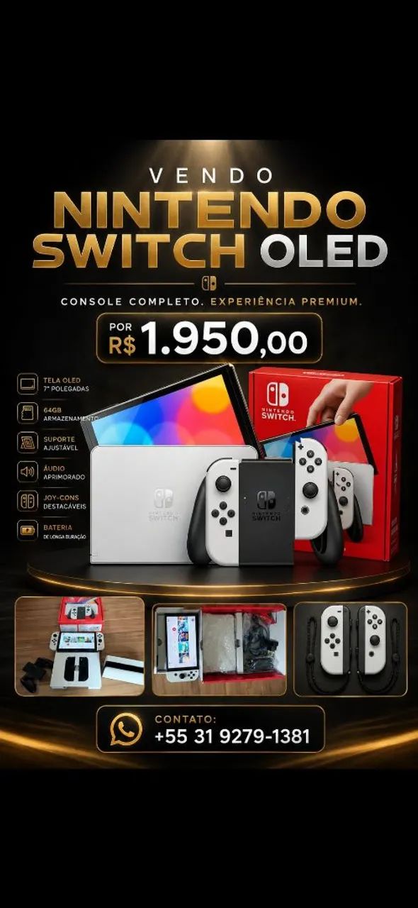 Nintendo switch oled na caixa completo