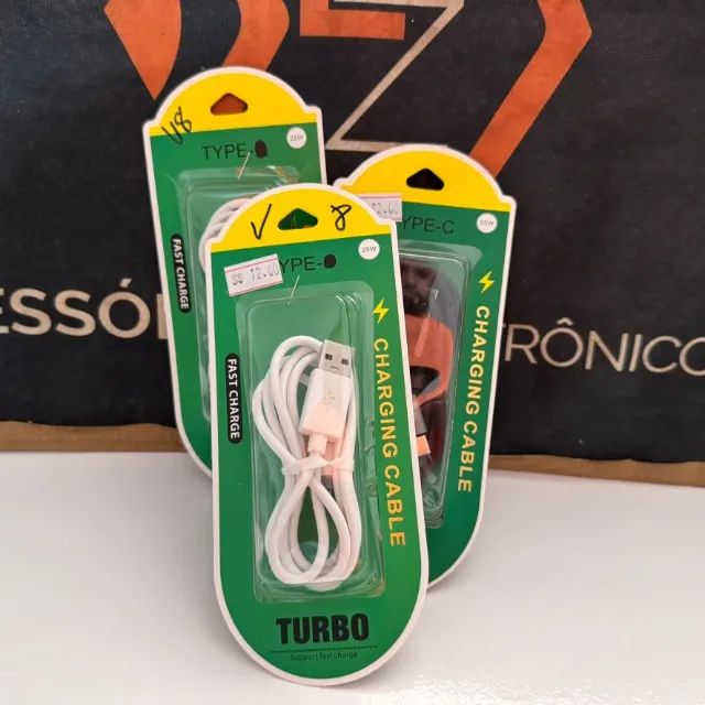 Cabo Carregador USB - V8 ou Tipo C-1metro