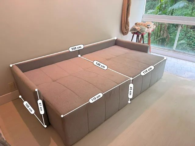 Sofá-cama Retrátil e Reclinável Baraúna 2,50m em Linho Cinza | Excelente estado - Foto 5