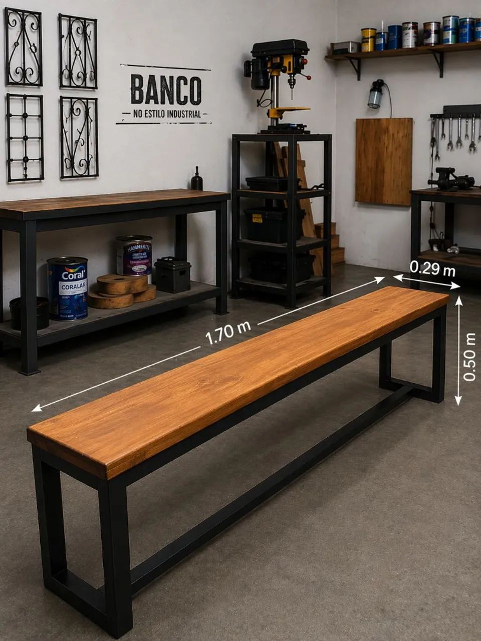 Mesa industrial com 2 bancos - Foto 2