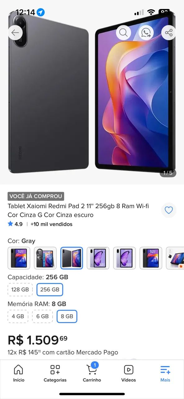 Tablet Xaiomi Redmi Pad 2 8gb RAM 256gb com teclado e mouse - Foto 2