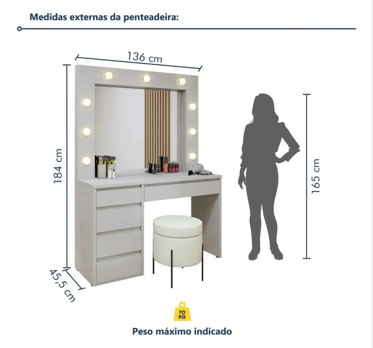 Penteadeira Camarim 100% MDF - Foto 2