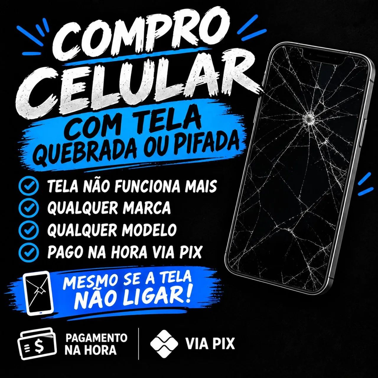 CÉLULARES COM TELA QUEBRADA OU PIFADA 
