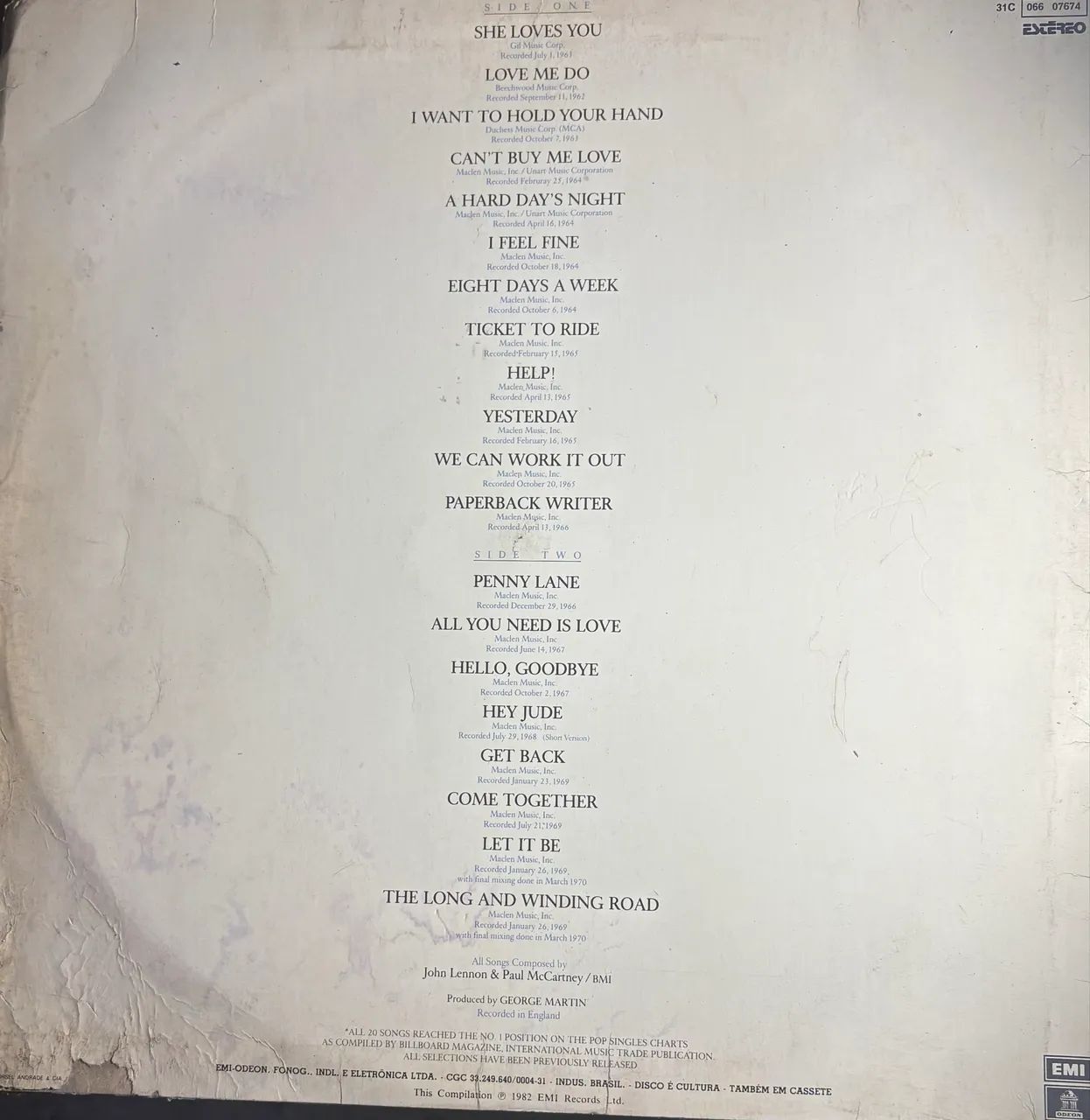 LP The Beatles 20 Greatest Hits Original EMI Odeon 1982 - Foto 3