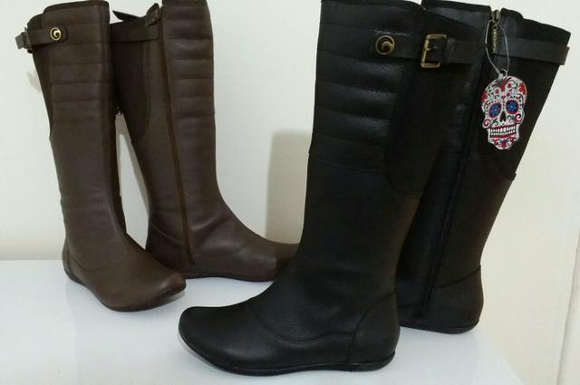 botas de couro cano longo