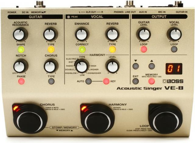 Pedal Boss Ve-8 Processador Vocal Voz + Fonte Vocal/Violão Efeito Novo+Nf