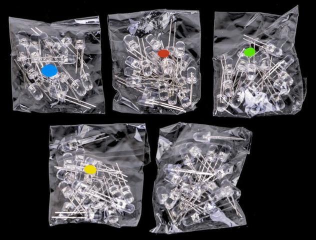 COD-CP104 Kit 50 Unid. Led Diodos Auto Brilho 5mm - Cores Variadas Arduino Automação R