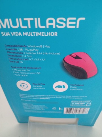 Mouse Multilaser Sem Fio 2.4ghz Preto E Rosa Mo214 - Foto 4
