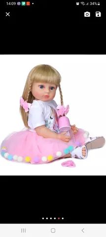 Boneca Bebe Reborn Original Loira Membros Silicone 