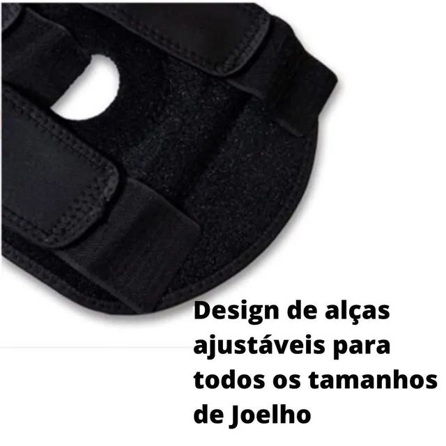 Joelheira com Velcro Neoprene Ajustável e Flexível Preta - Foto 2
