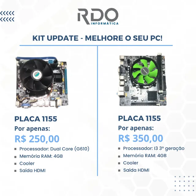 Placa Mãe 1155 Dual core G610 para computador