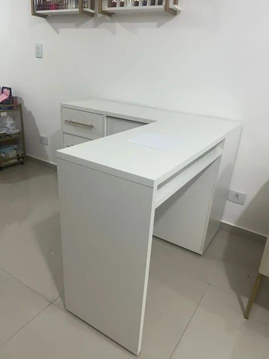 Mesa de Escritório Branca em L - Foto 2