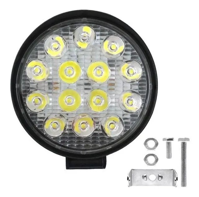 Auxiliar de Led Farol 42w 12v/24v Redondo 14 leds 