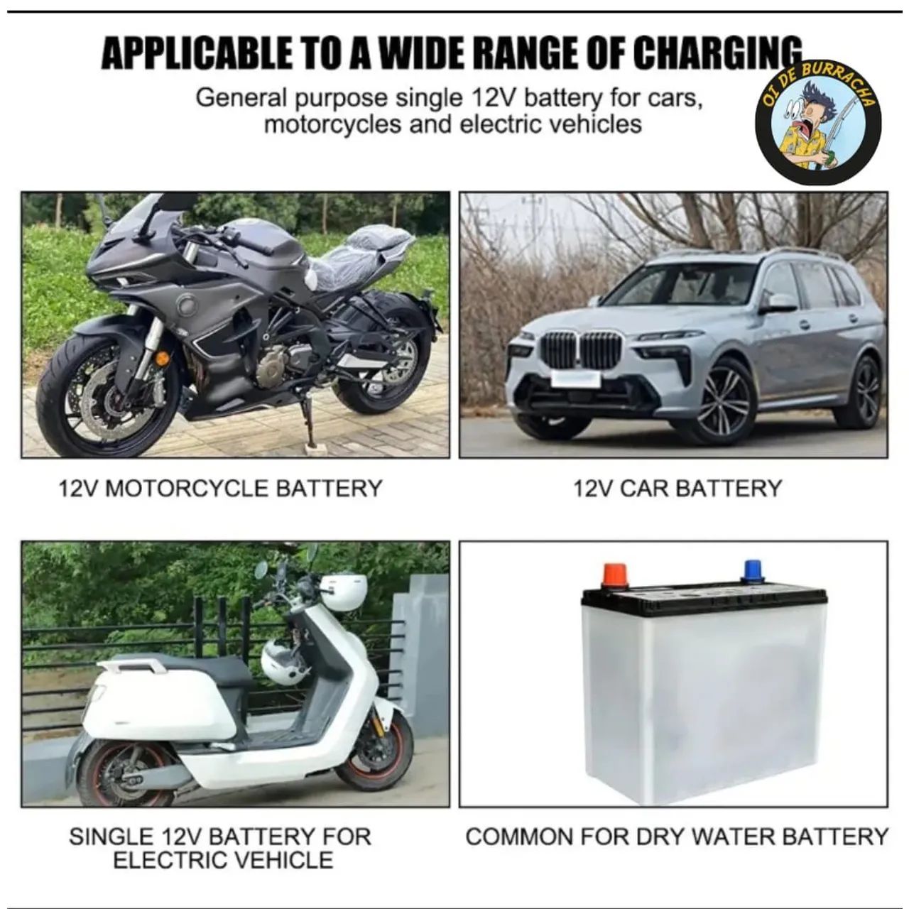 Carregador de baterias para Moto, carro  - Foto 4