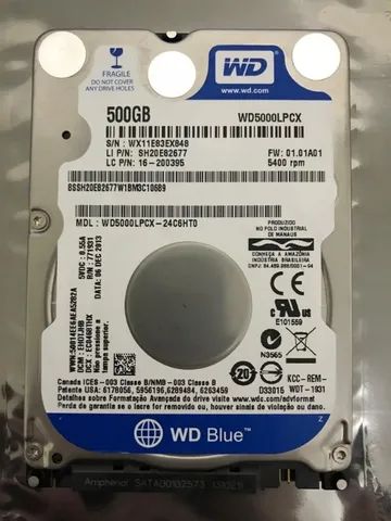 hd de notebook 500gb várias marcas 
