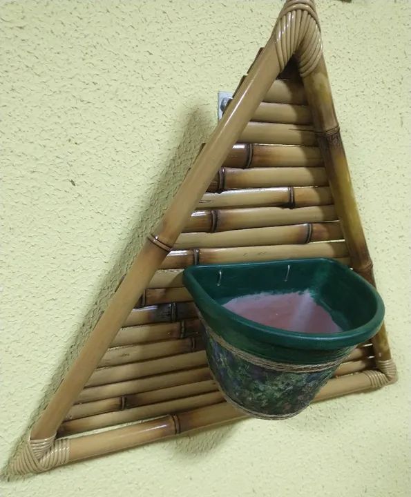 CACHEPÔ DE BAMBU PIRÂMIDE JARDIM DECORAÇÃO PRESENTE  - Foto 5