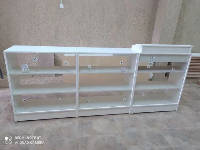 Balcão Caixa Vitrine + 2 Balcões Vitrine Branco 100% MDF