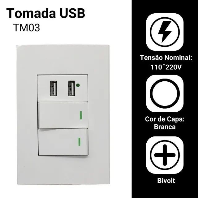 Interruptores De Parede Com 2 Entradas Usb - Foto 4