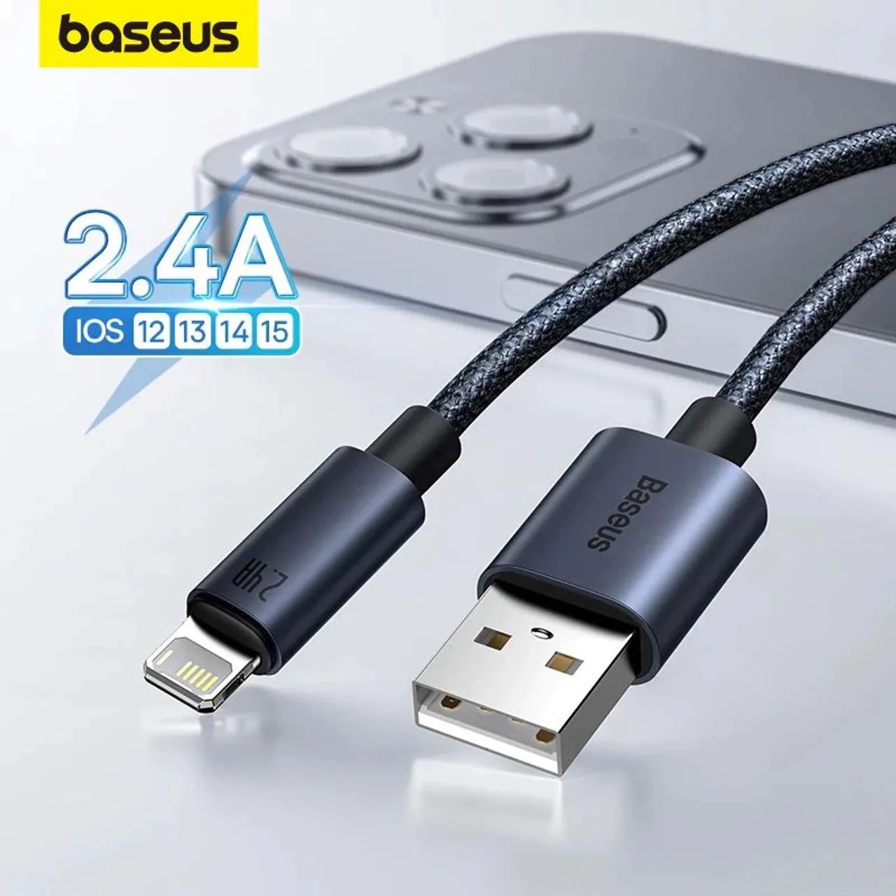 Cabo USB Baseus carga rápida Tipo A para Ligthning iPhone 1M