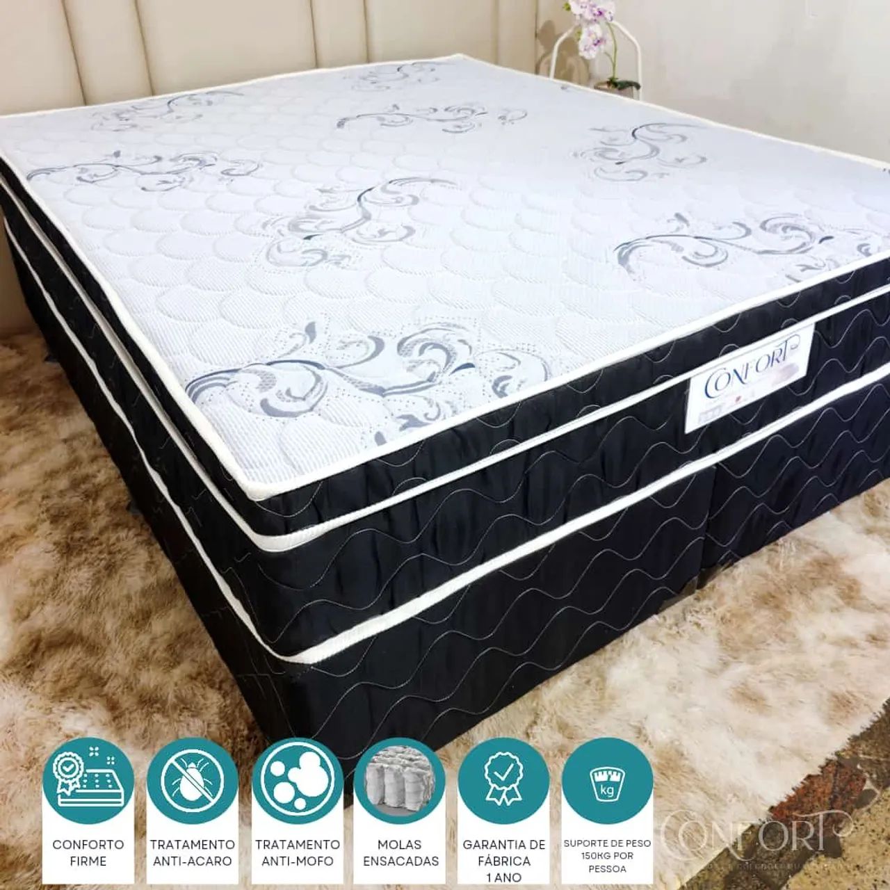 Cama Casal molas enssacadas nova - Foto 4
