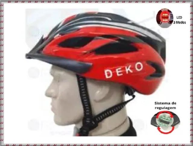 Capacete para ciclismo adulto com Led sinalizador e regulagens Deko