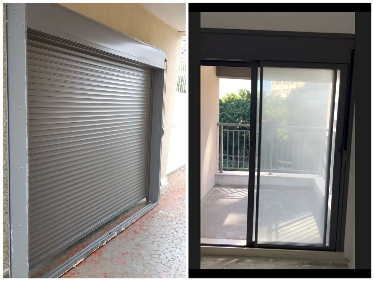 Portas Balcão com persiana folhas de vidros novas completas. 