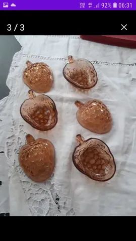 Jogo de aperitivo em vidro todo trabalhado 