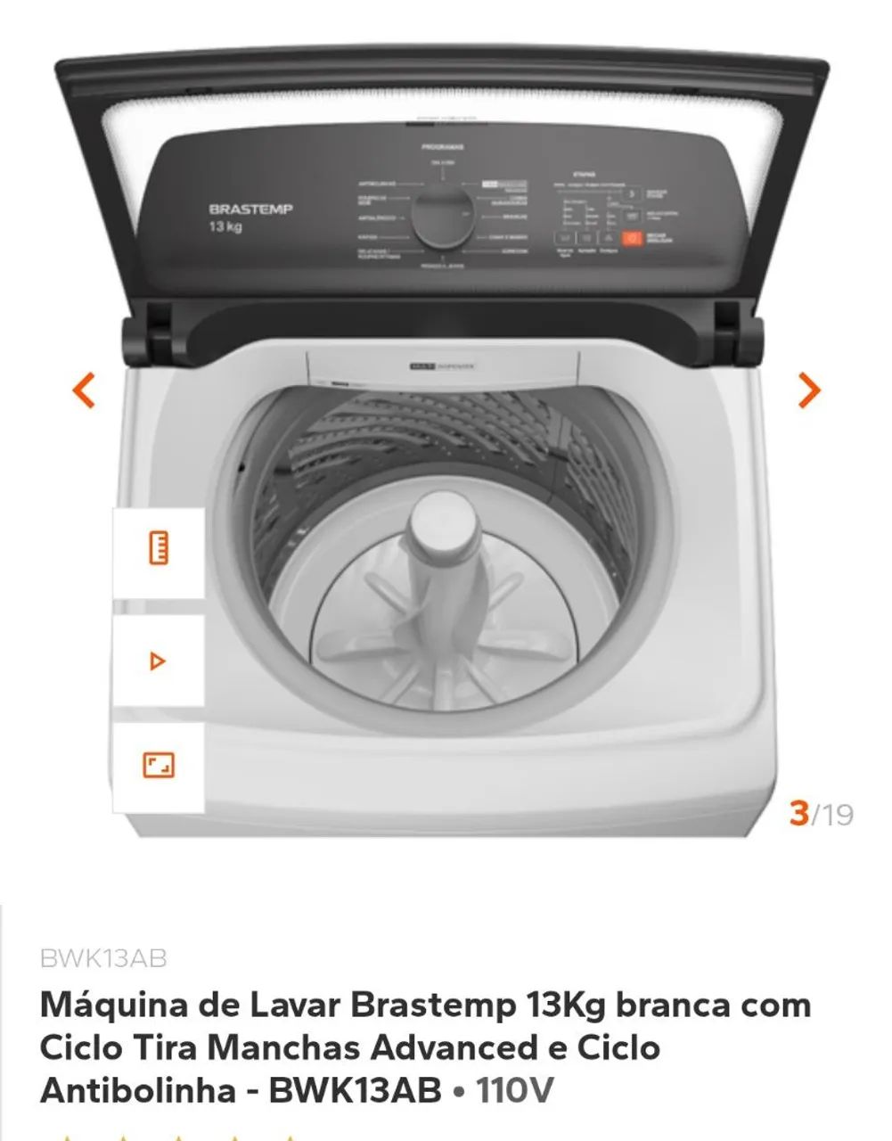 Máquina de Lavar Brastemp 13kg Branca com Ciclo Tira Manchas Advanced