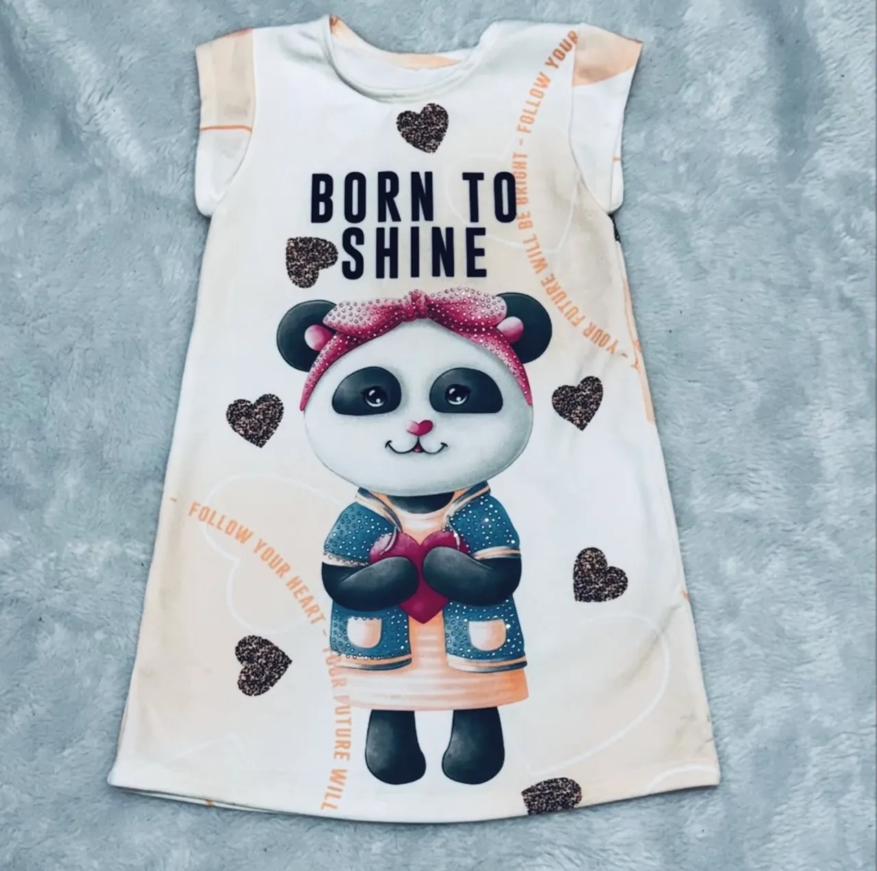 Vestido Infantil Panda 'Born to Shine' 4 Anos