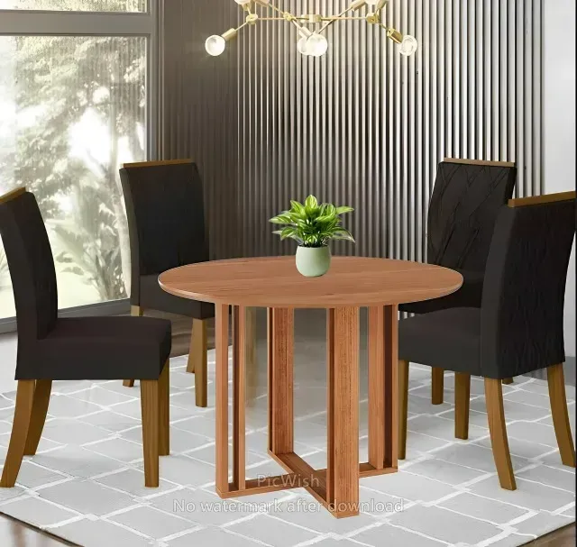 Oferta Mesa de jantar redonda com cadeira marrom