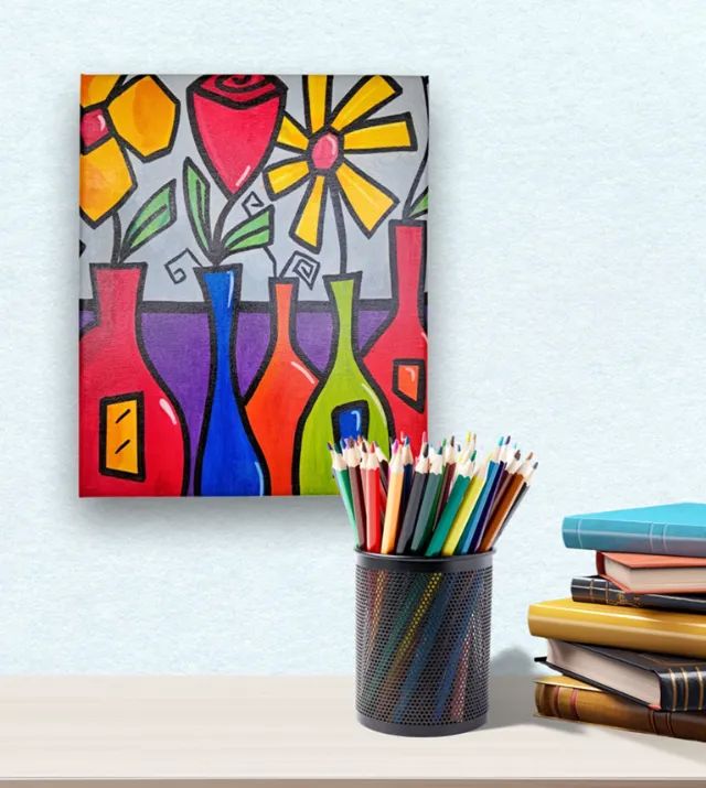 Mini Quadro de Garrafas com Flores