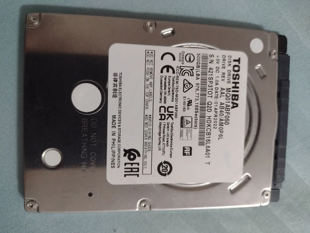 HD Interno Toshiba 500GB MQ01ABF050