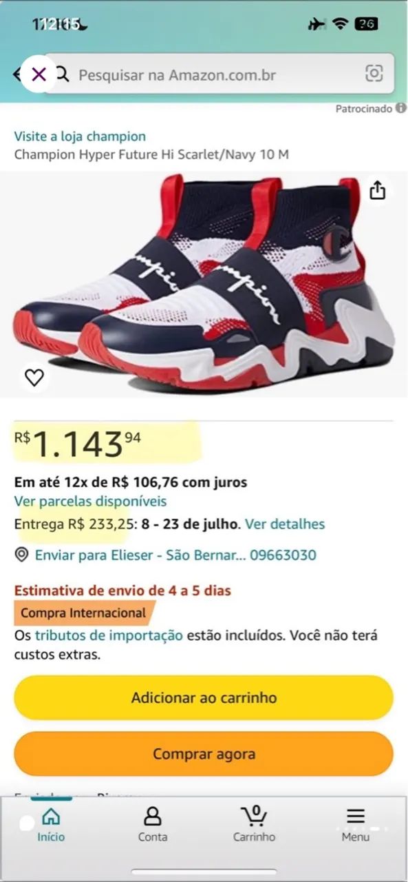 champion hyper future hi scarlet/navy - Foto 5