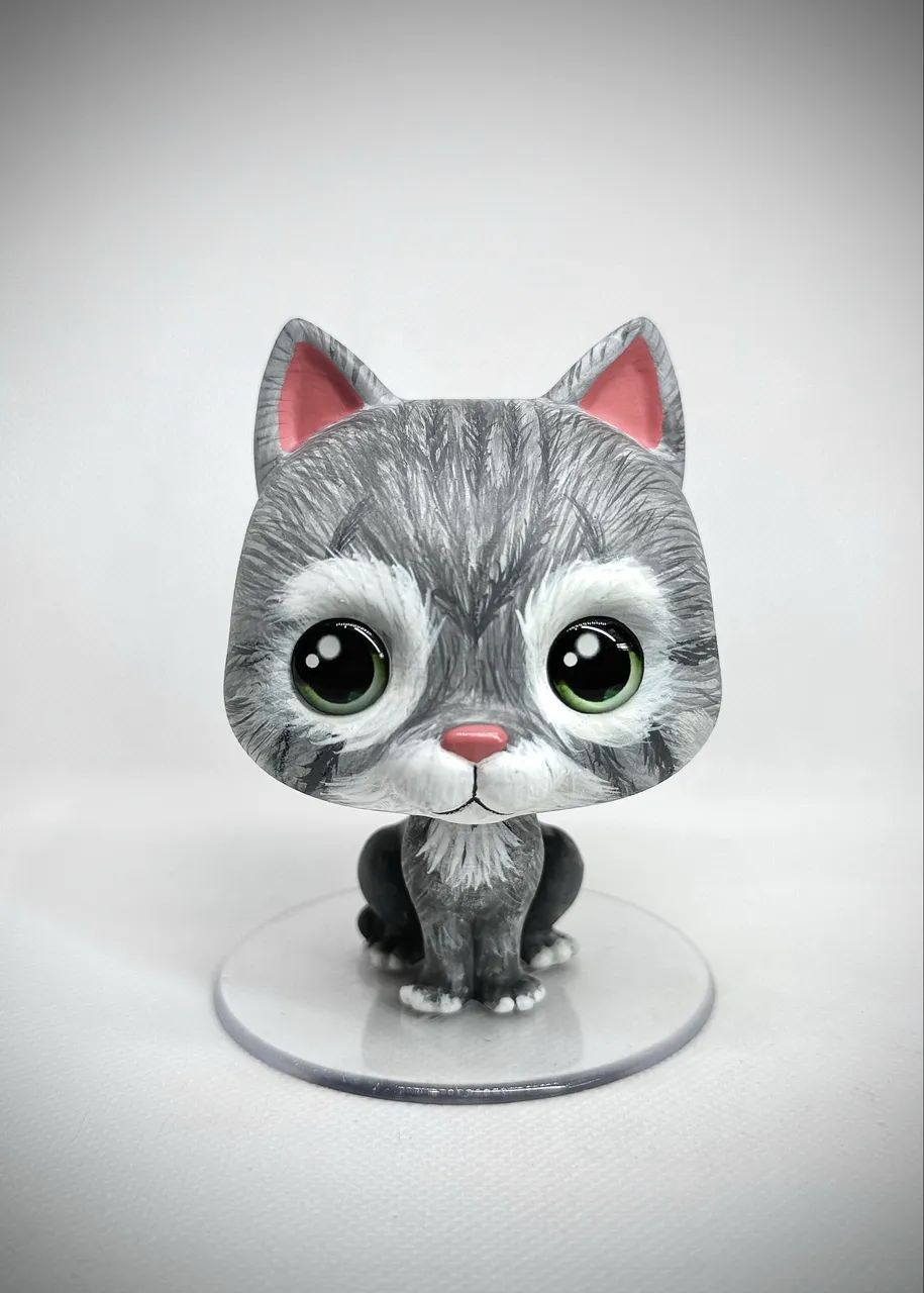 Pet pop miniatura realista - Gatinho cinza rajado 