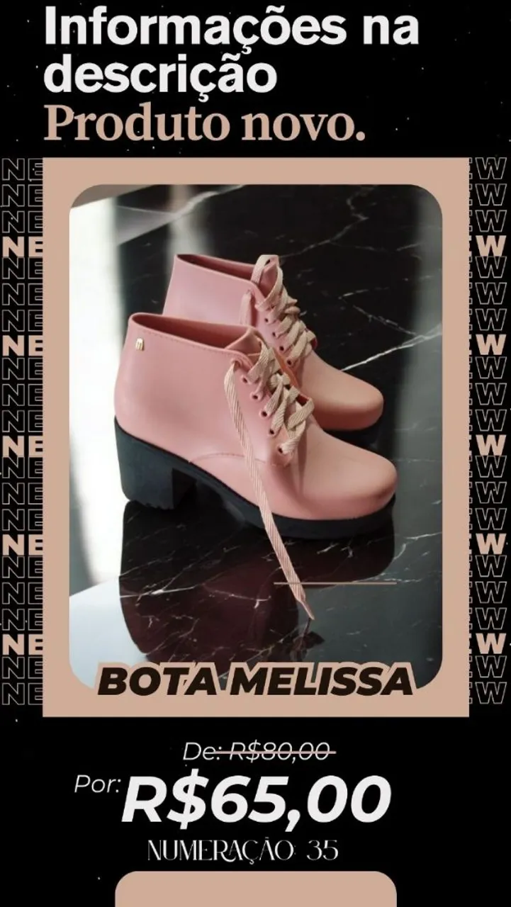 Bota Melissa café - Nova - Tamanho 35