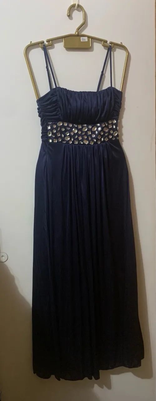 Vestido Festa longo para festa azul marinho com detalhes