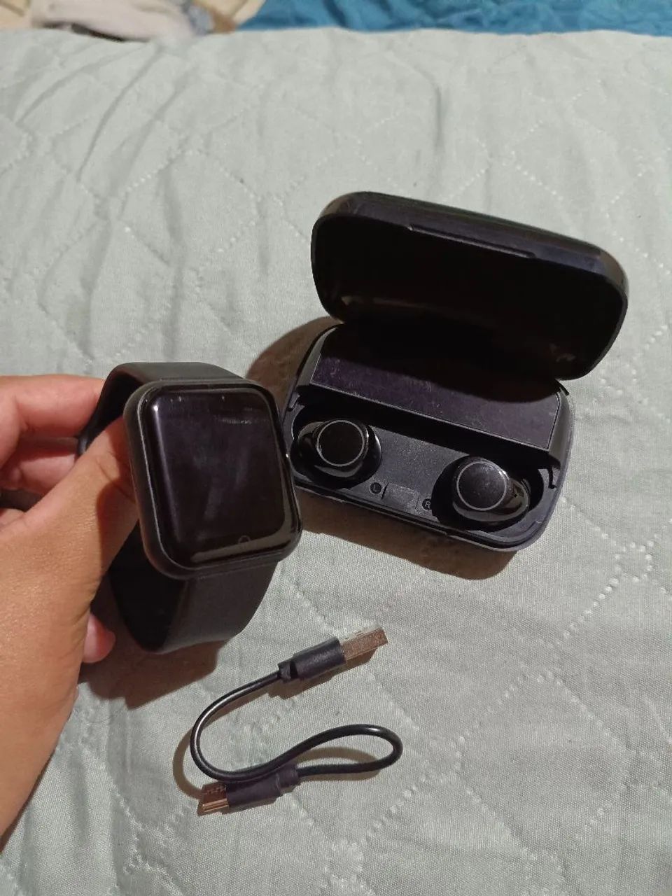 Relógio e fone bluetooth 