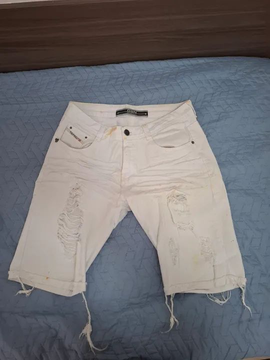 Bermuda Degrant Branco Desfiado