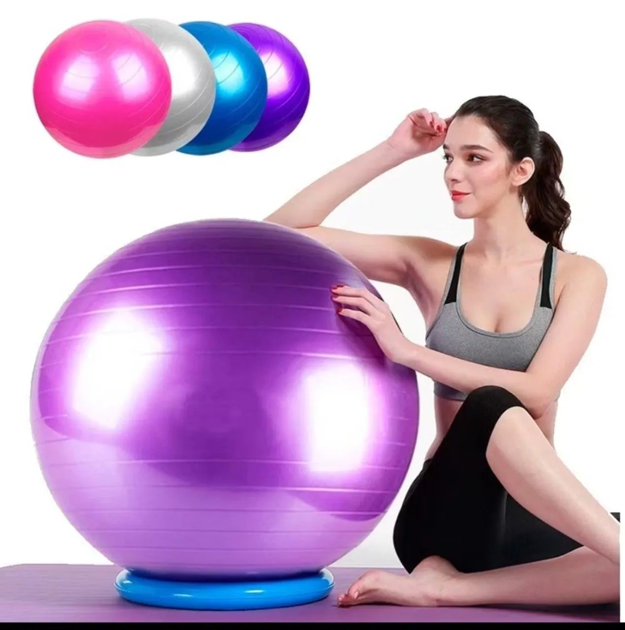 Bola Suíça 65cm com bomba Pilates yoga abdominais resistente 