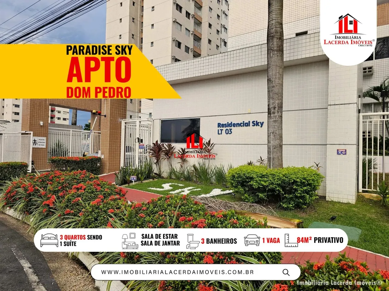 Apto no Paradise SKY com 3 Qts (1 Suíte) Nascente, 2° Andar/ 84m²/ 1 Vaga