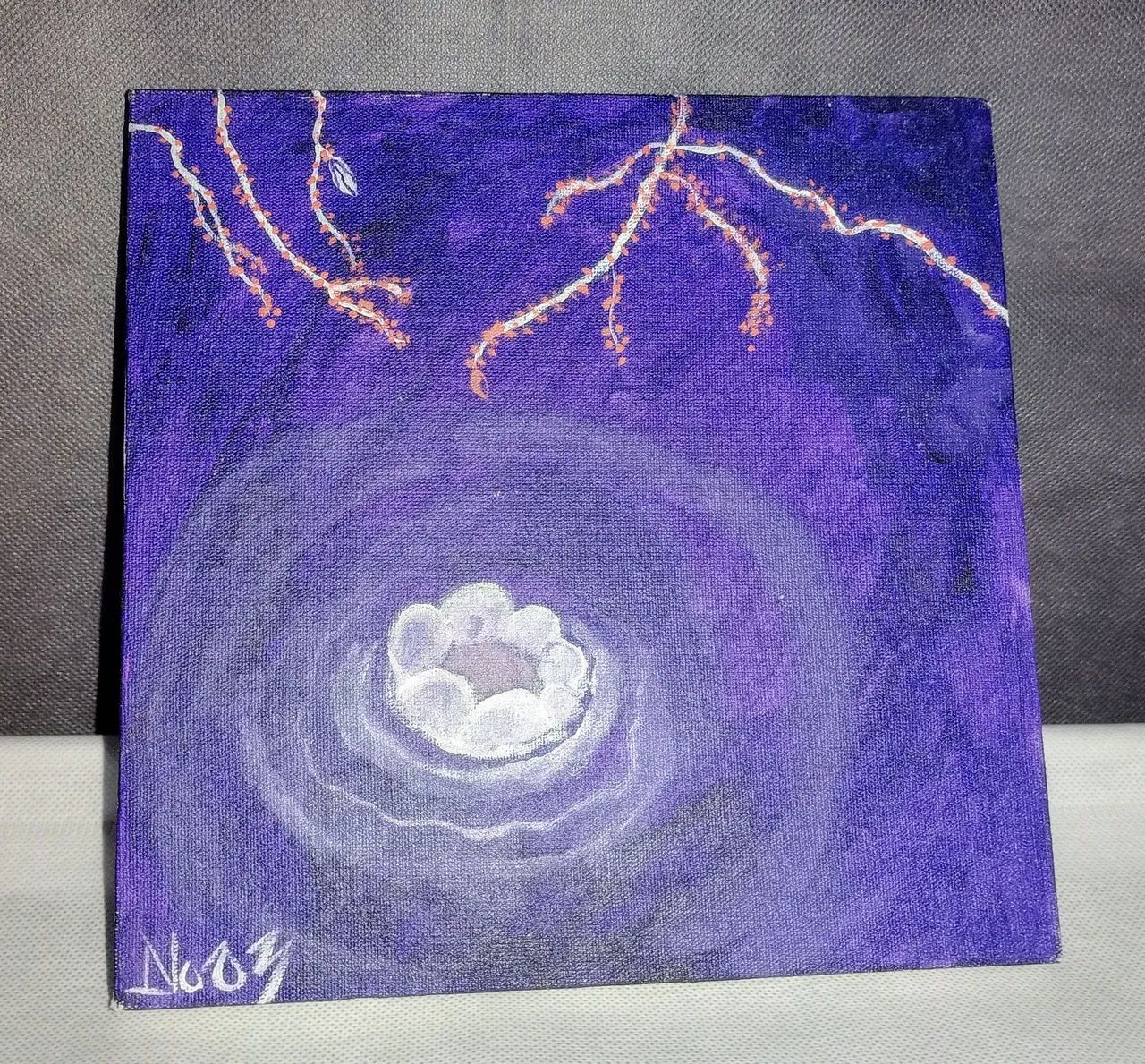 Quadro - Flores e Lua - 20X20 - Nouz 