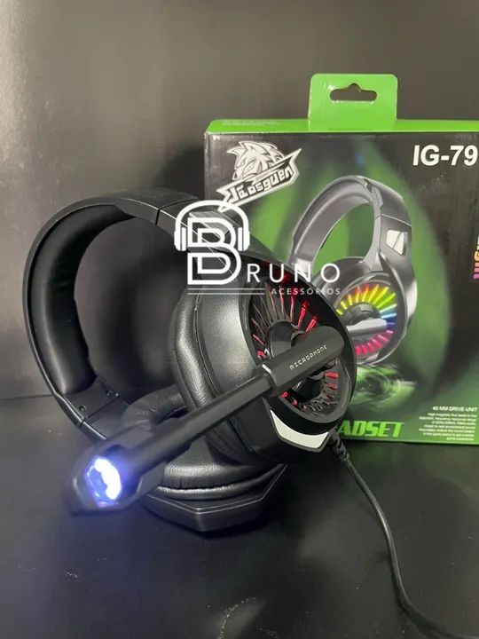 Headset Gamer RGB com Microfone - IG-7900 - Foto 2